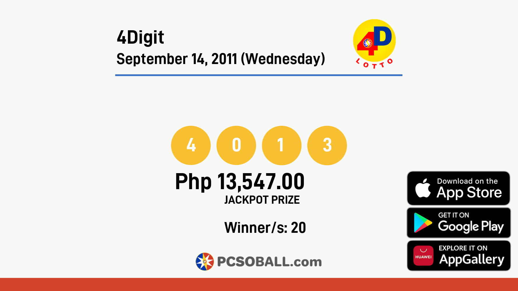 4Digit September 14, 2011 (Wednesday) Result