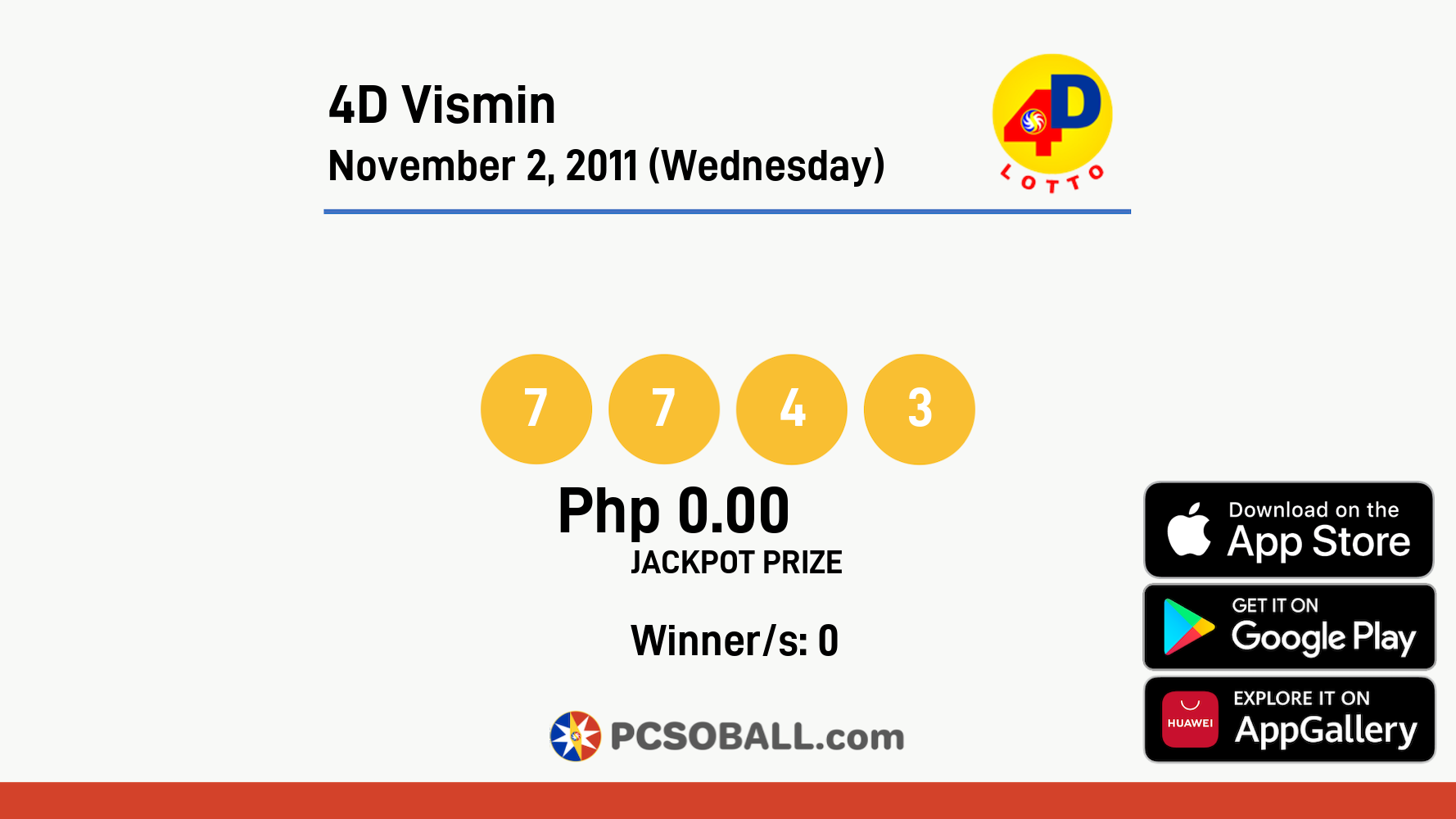 4D Vismin November 2, 2011 (Wednesday) Result