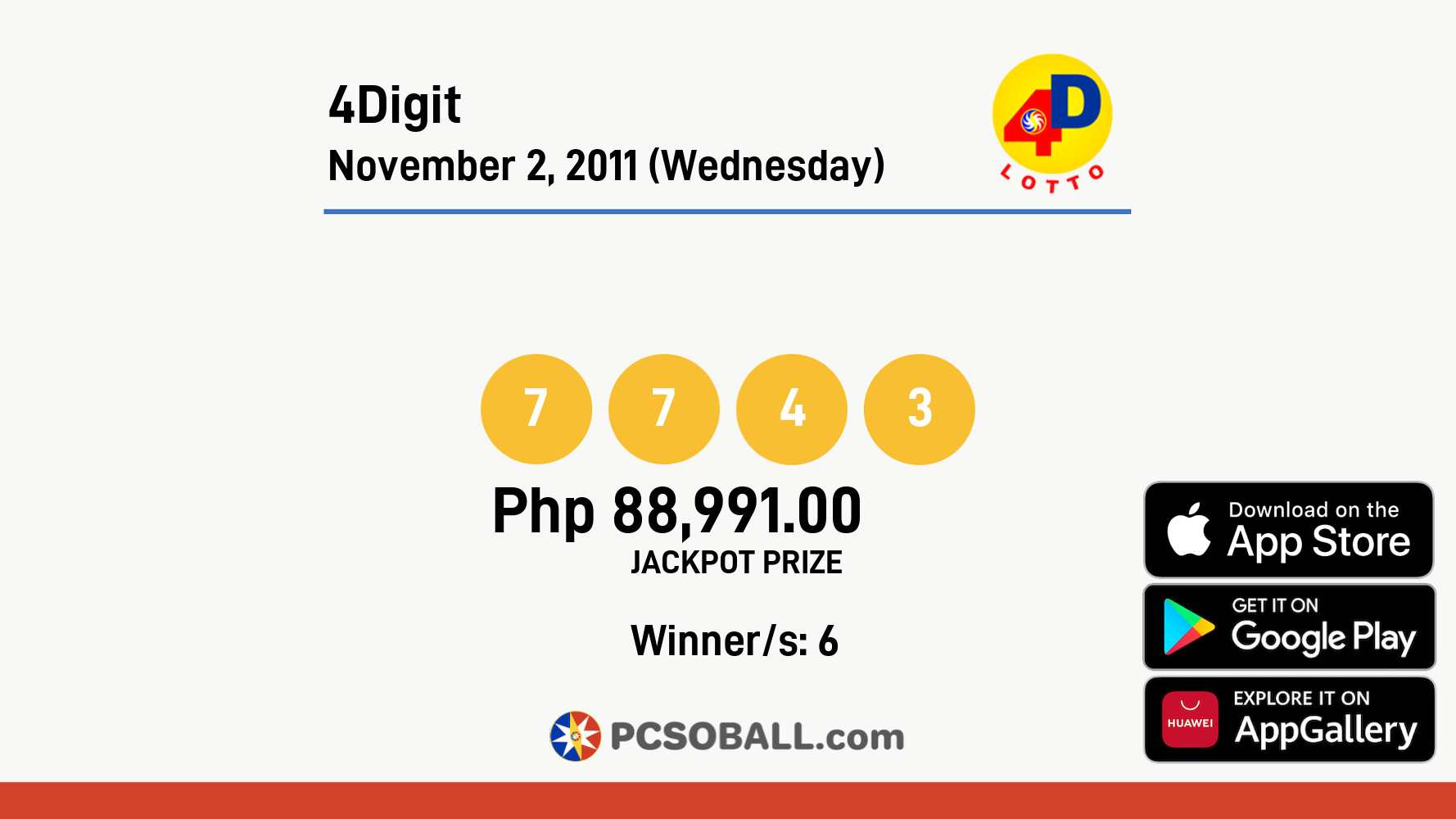 4Digit November 2, 2011 (Wednesday) Result