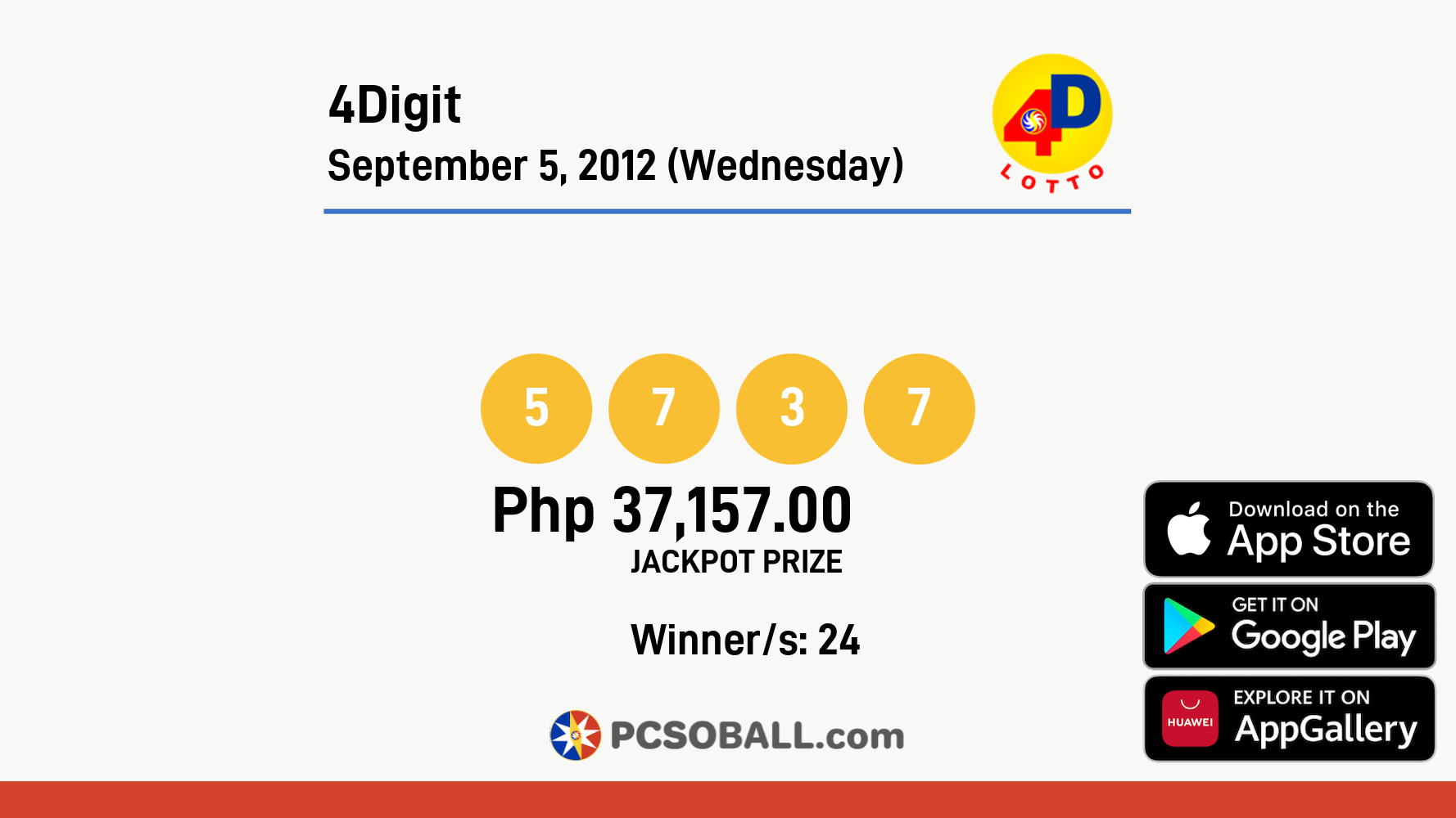 4Digit September 5, 2012 (Wednesday) Result