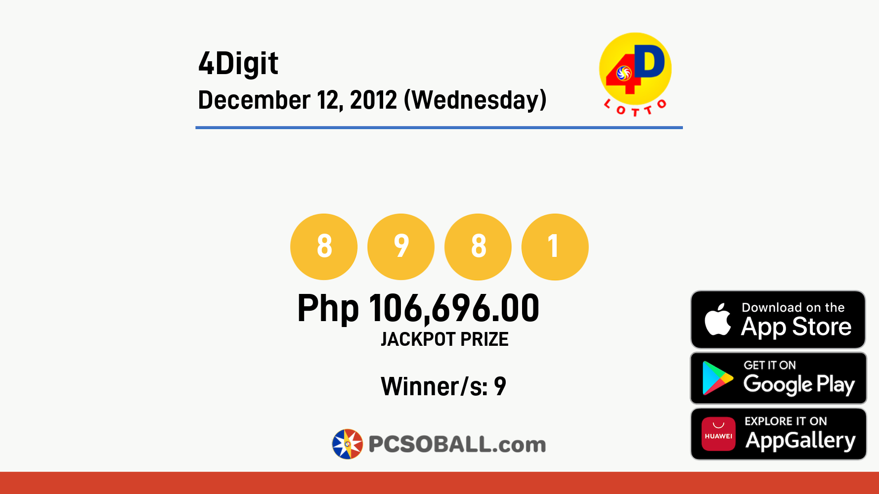 4Digit December 12, 2012 (Wednesday) Result