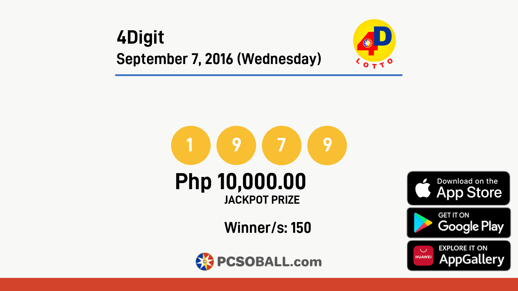 4Digit September 7, 2016 (Wednesday) Result