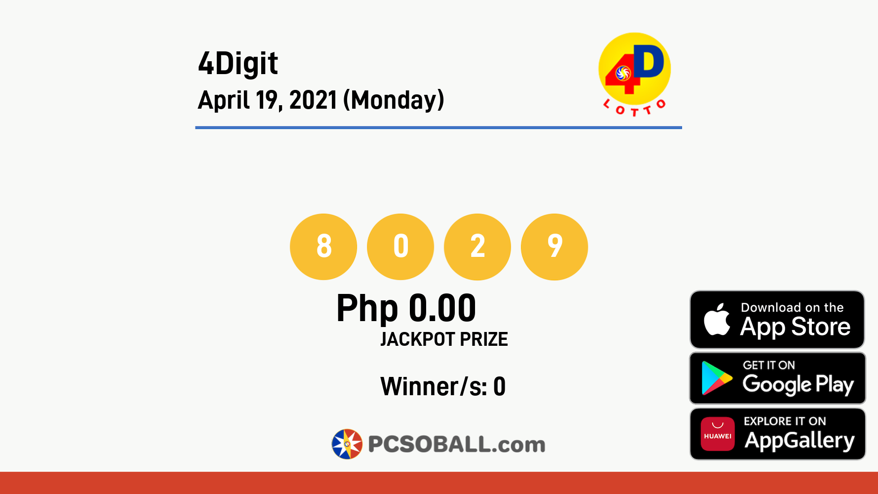 4Digit April 19, 2021 (Monday) Result