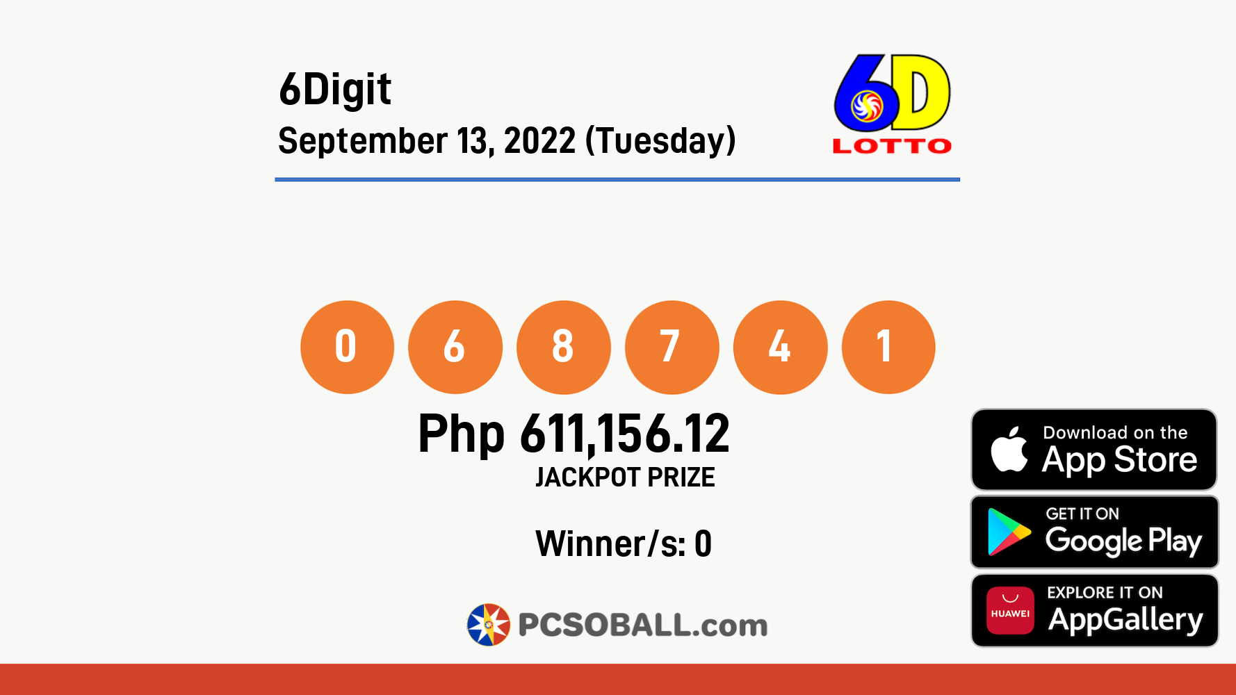 6Digit September 13, 2022 (Tuesday) Result