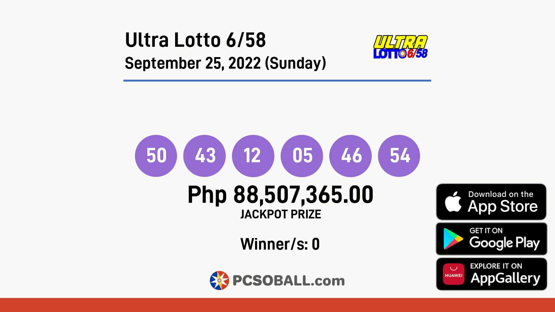 Ultra Lotto 6/58 September 25, 2022 (Sunday) Result