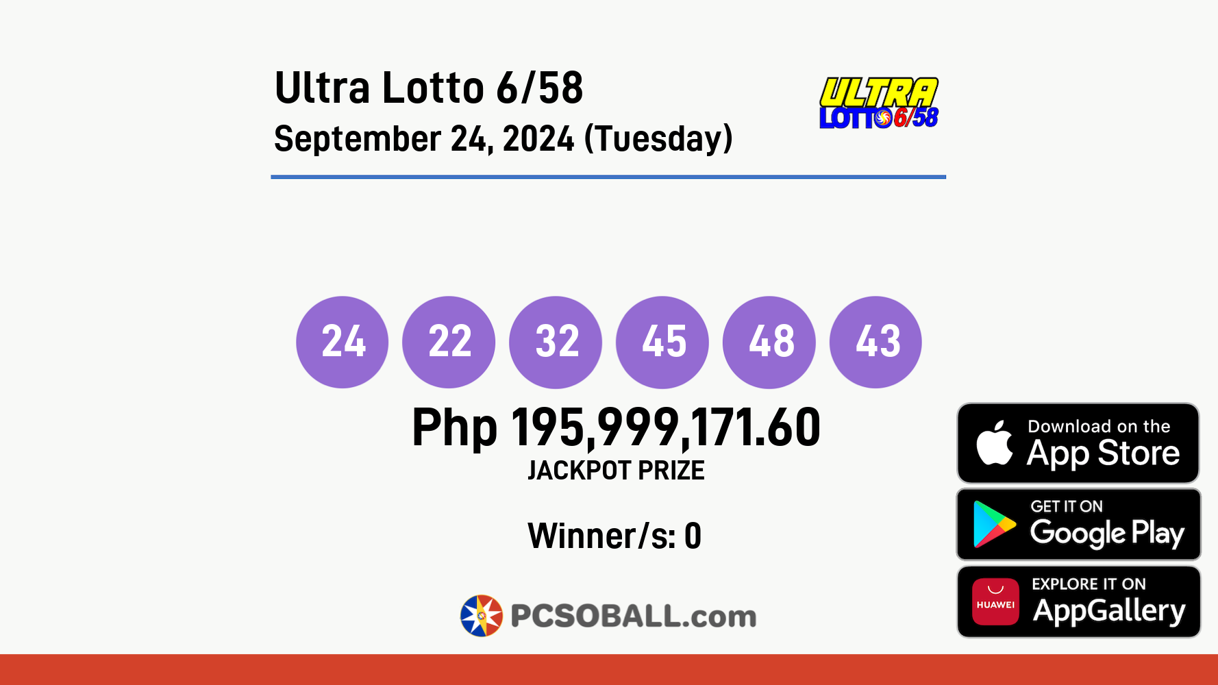 Ultra Lotto 6/58 September 24, 2024 (Tuesday) Result