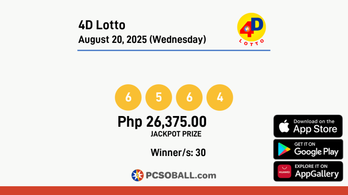 4D Lotto August 20, 2025 (Wednesday) Result