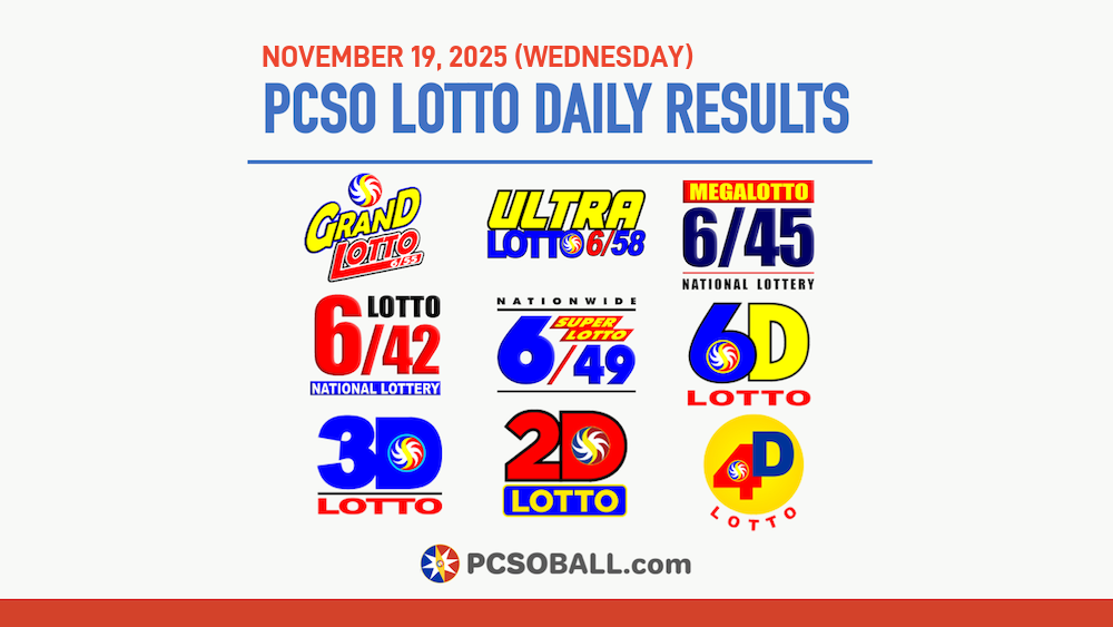 November 19, 2025 (Wednesday) PCSO Lotto Results - Official Philippine Charity Sweepstakes Office Draw